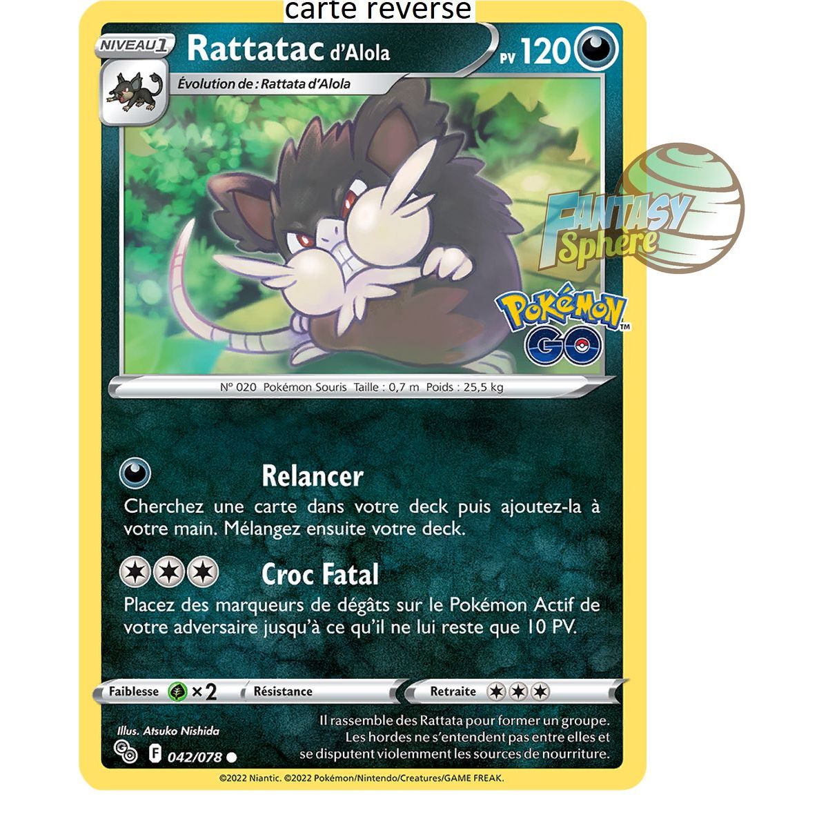 Alola Rattatac - Reverse 42/78 - Sword and Shield 10.5 Pokemon GO