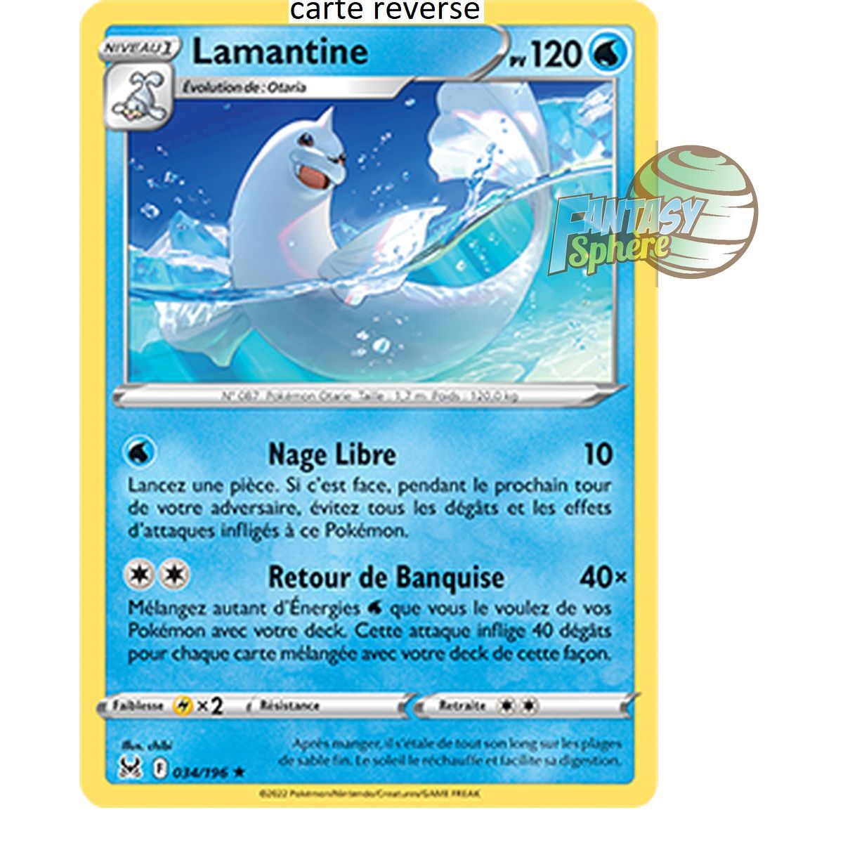 Manatee - Reverse 34/196_R - Sword and Shield 11 Lost Origin