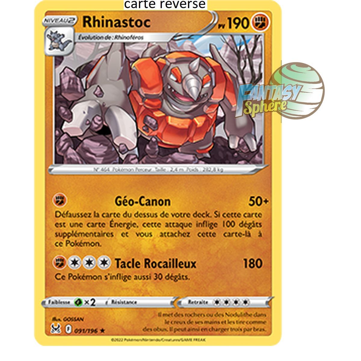 Rhinastoc - Reverse 91/196_R - Sword and Shield 11 Lost Origin