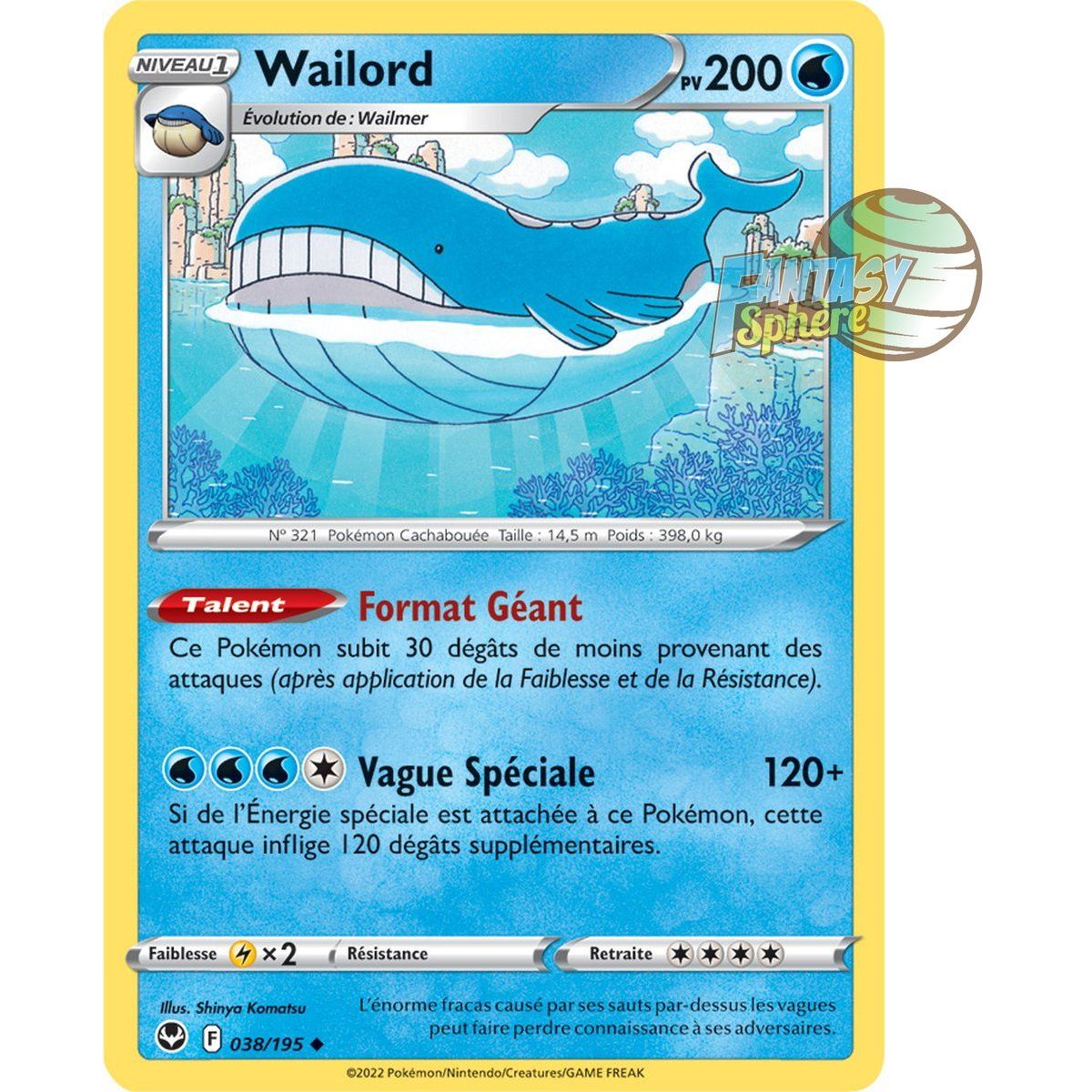 Wailord - Uncommon 38/195 - Sword and Shield 12 Silver Storm
