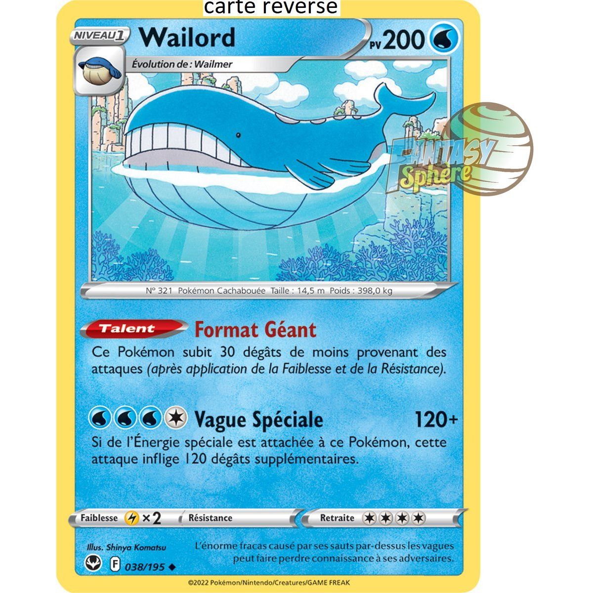 Wailord - Reverse 38/195 - Sword and Shield 12 Silver Storm