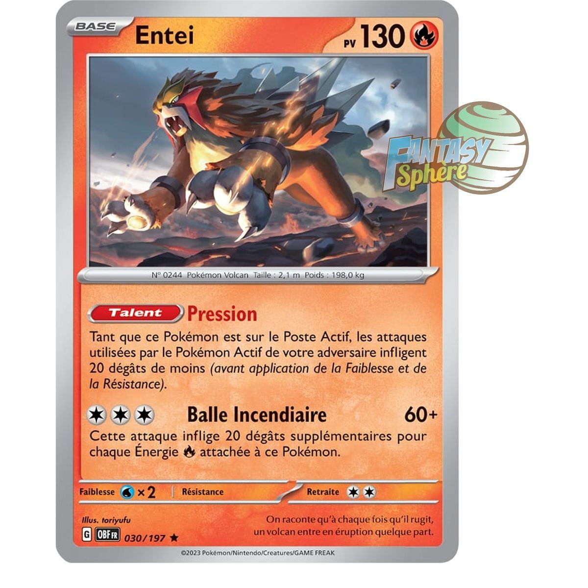 Entei - Reverse 30/197 - Scarlet and Violet Obsidian Flames