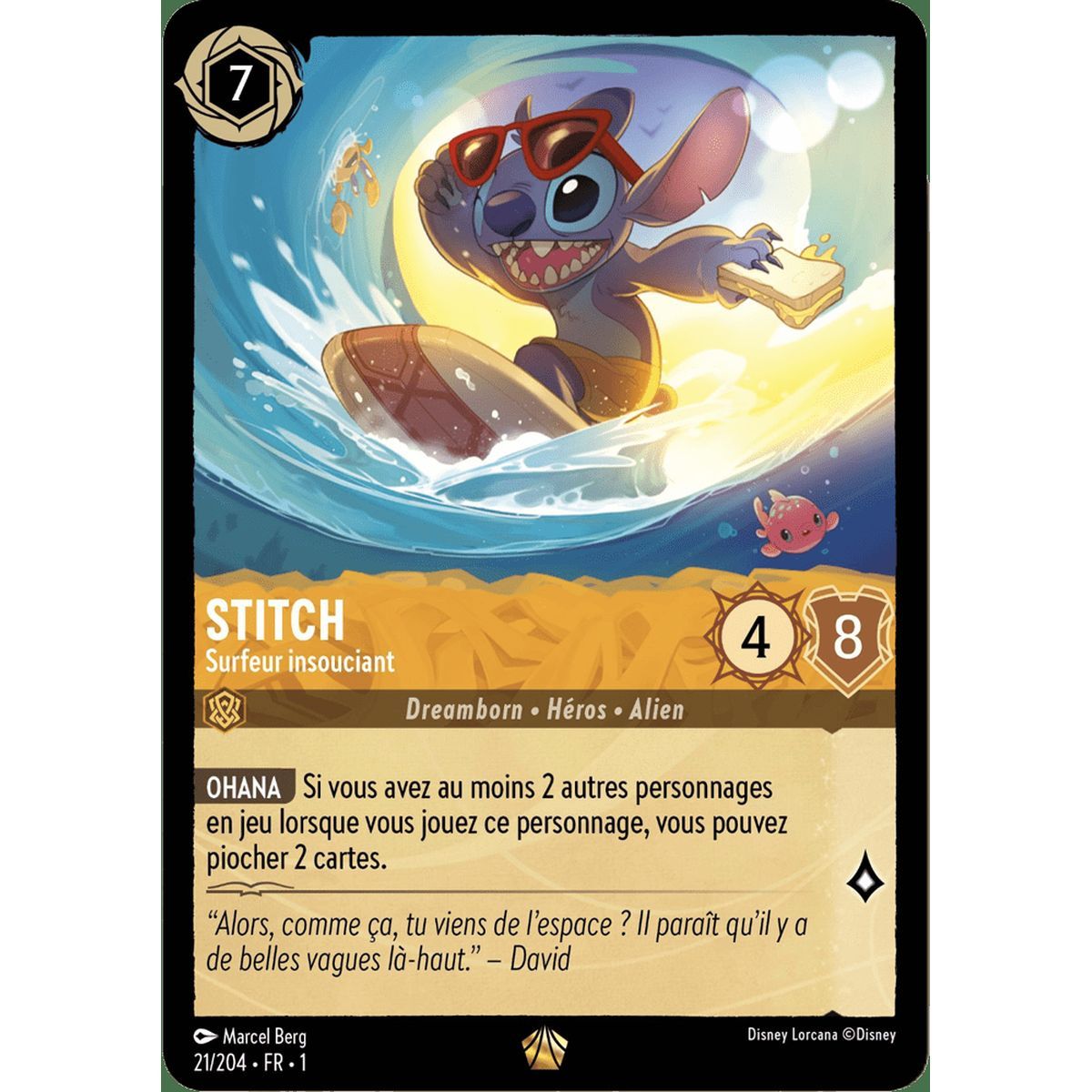 Stitch, Carefree Surfer - 21/204 - FC - First Chapter - Brilliant - Premium - French