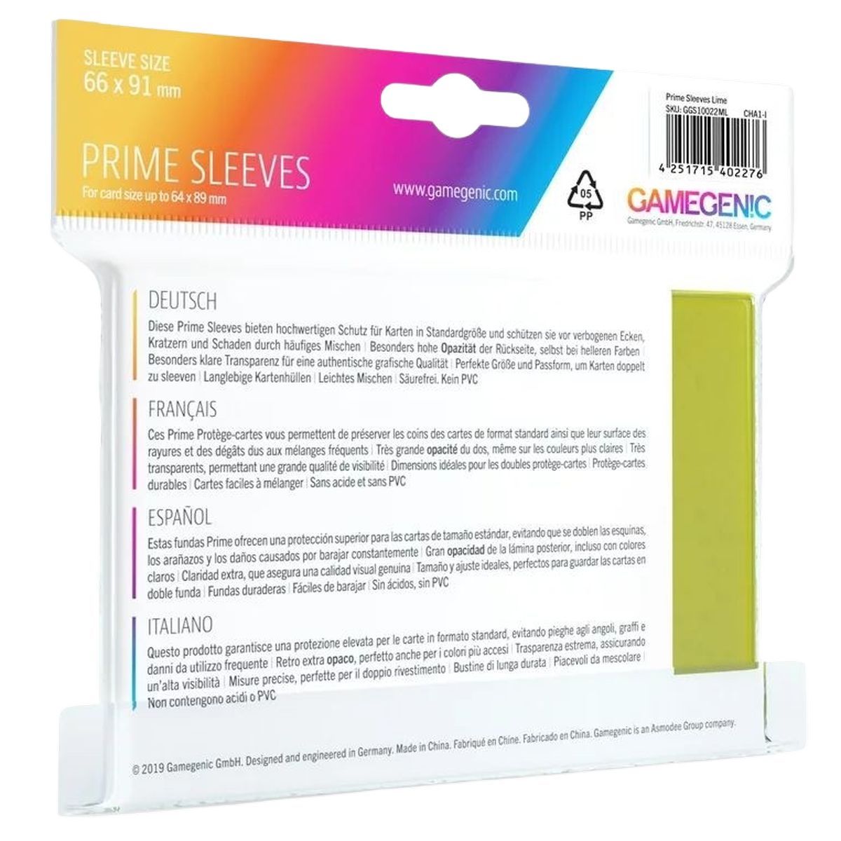 Gamegenic - 100 Prime Sleeves Pink - 66x91 Standard (100)