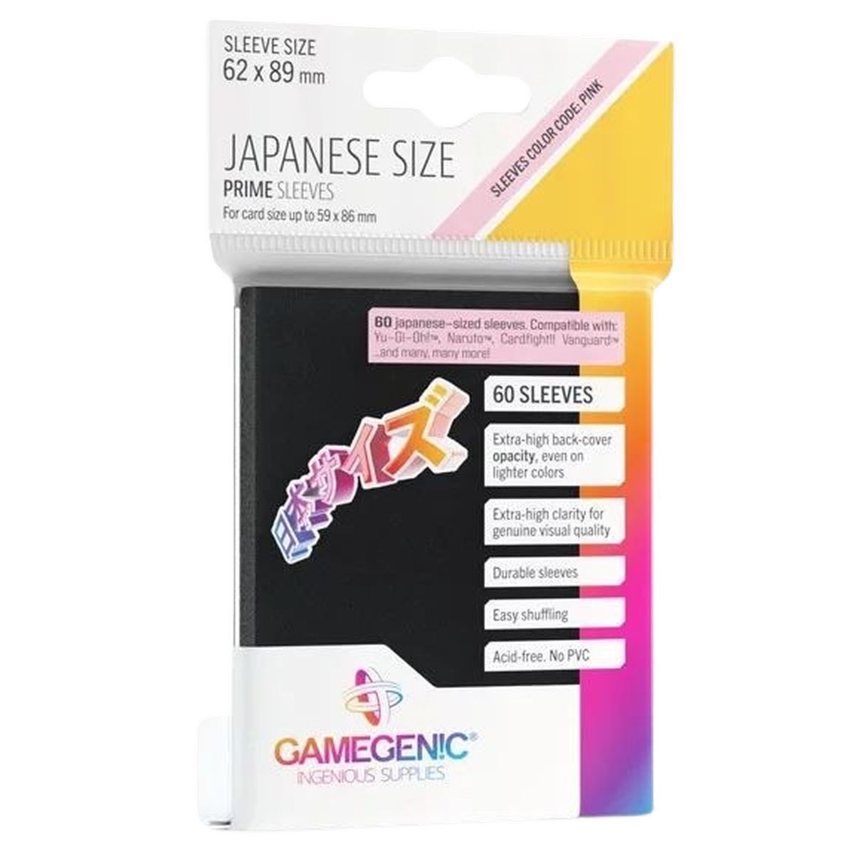 Item Gamegenic - Japanese Size - 60 Prime Sleeves Black - 62x89 Small (60)