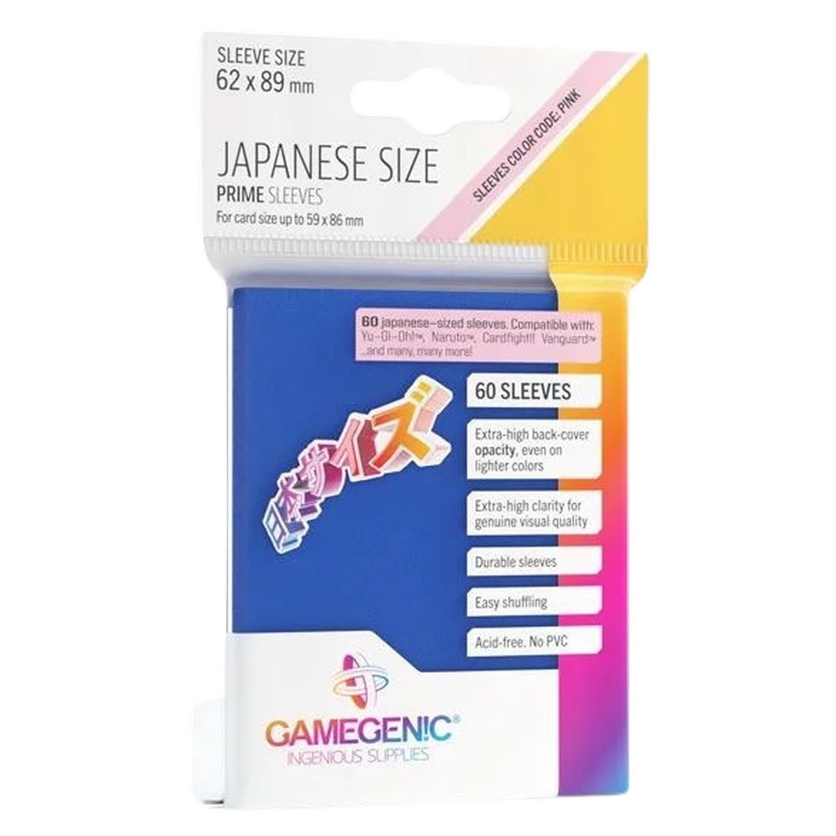 Item Gamegenic - Japanese Size - 60 Prime Sleeves Blue - 62x89 Small (60)