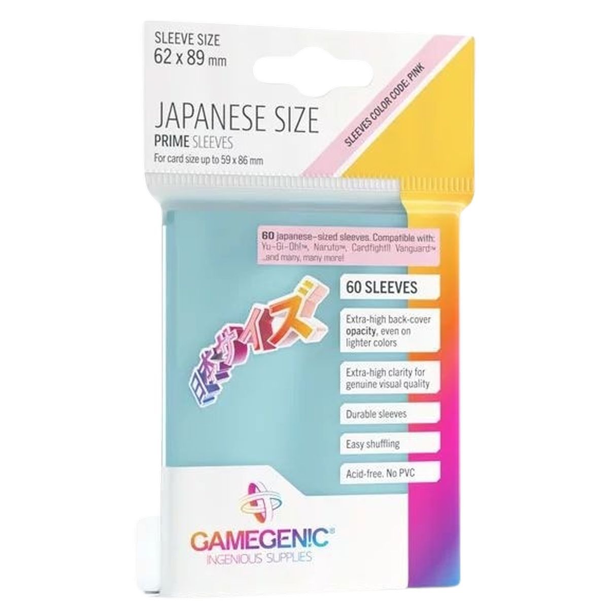 Item Gamegenic - Japanese Size - 60 Prime Sleeves Clear - 62x89 Small (60)