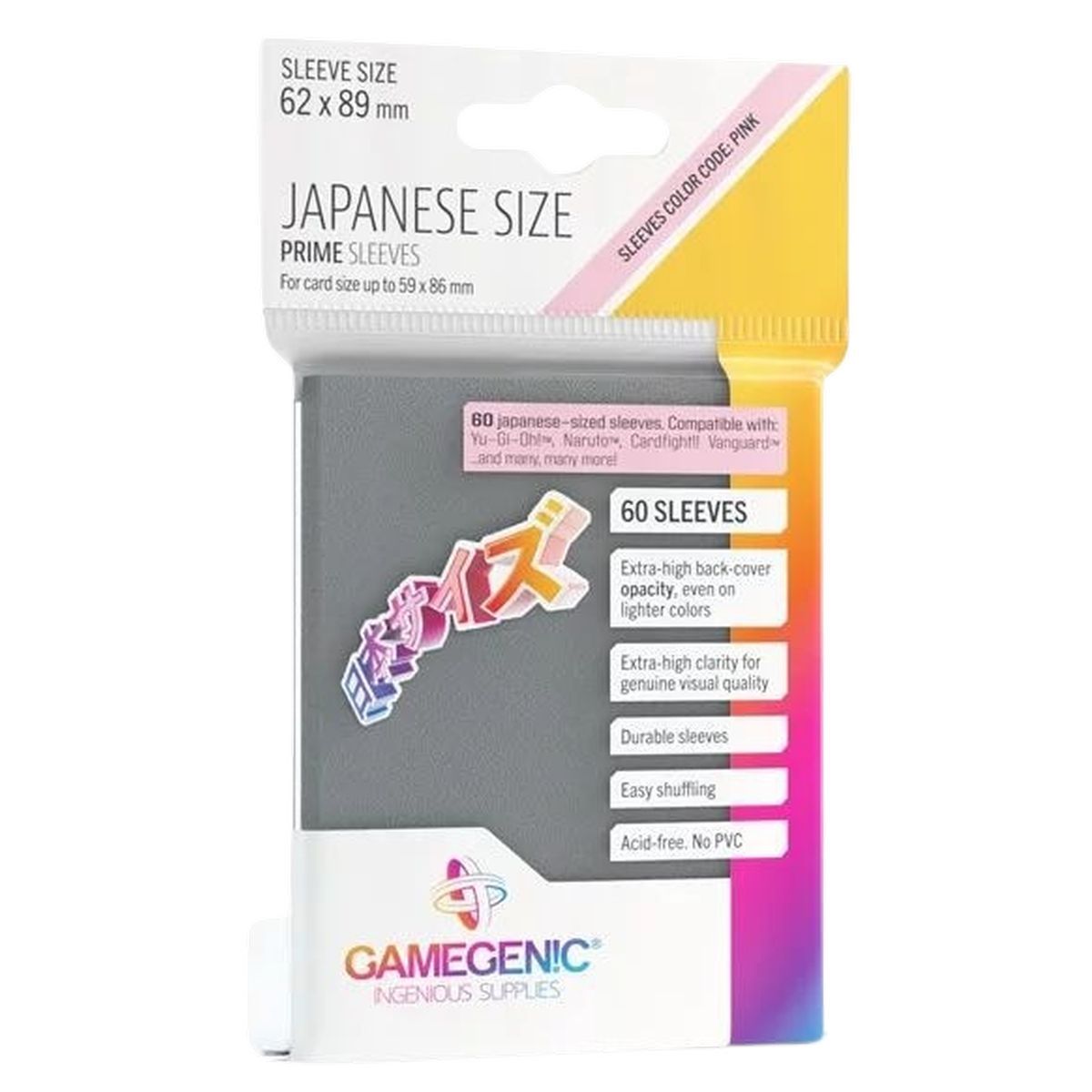 Item Gamegenic - Japanese Size - 60 Prime Sleeves Dark Gray - 62x89 Small (60)