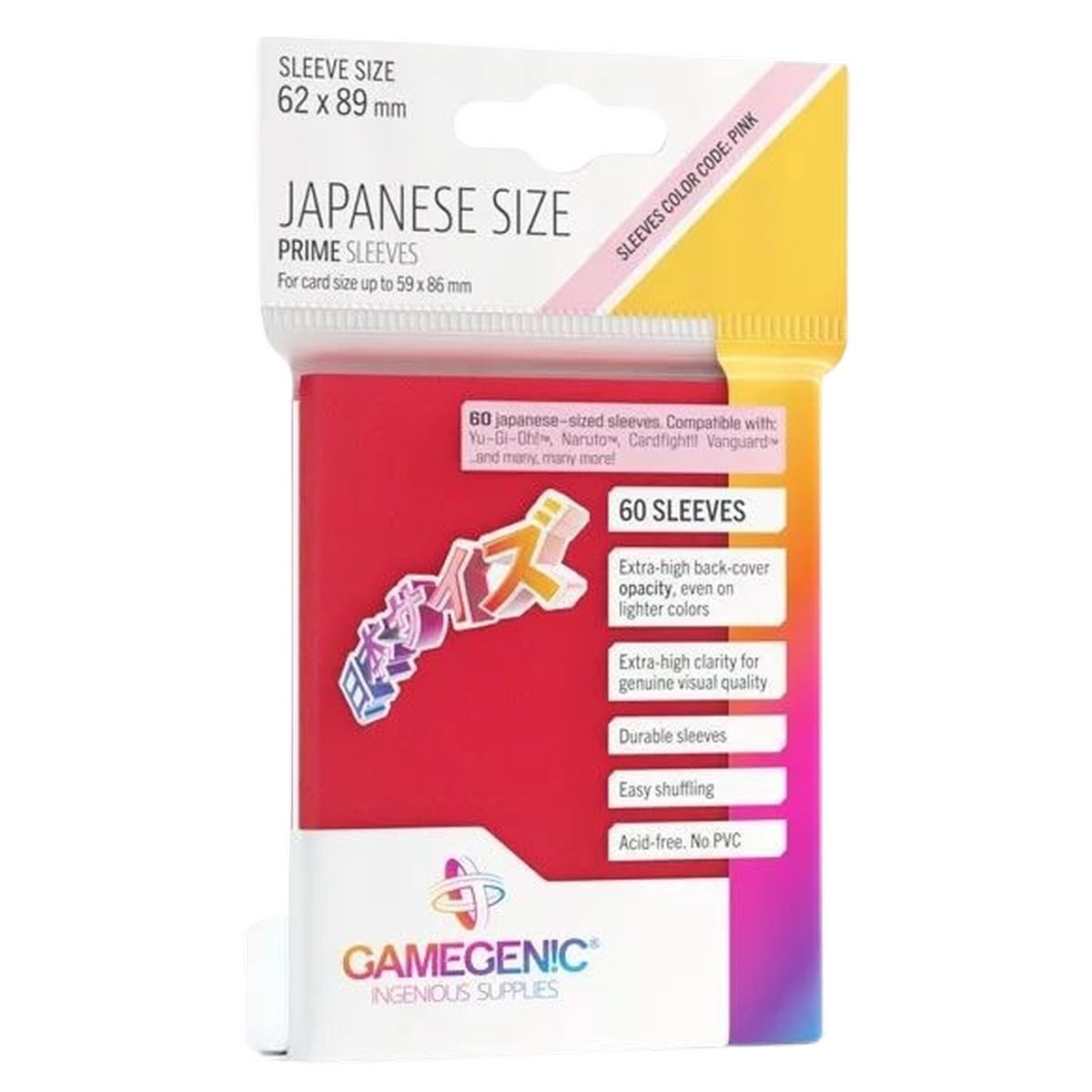 Item Gamegenic - Japanese Size - 60 Prime Sleeves Red - 62x89 Small (60)