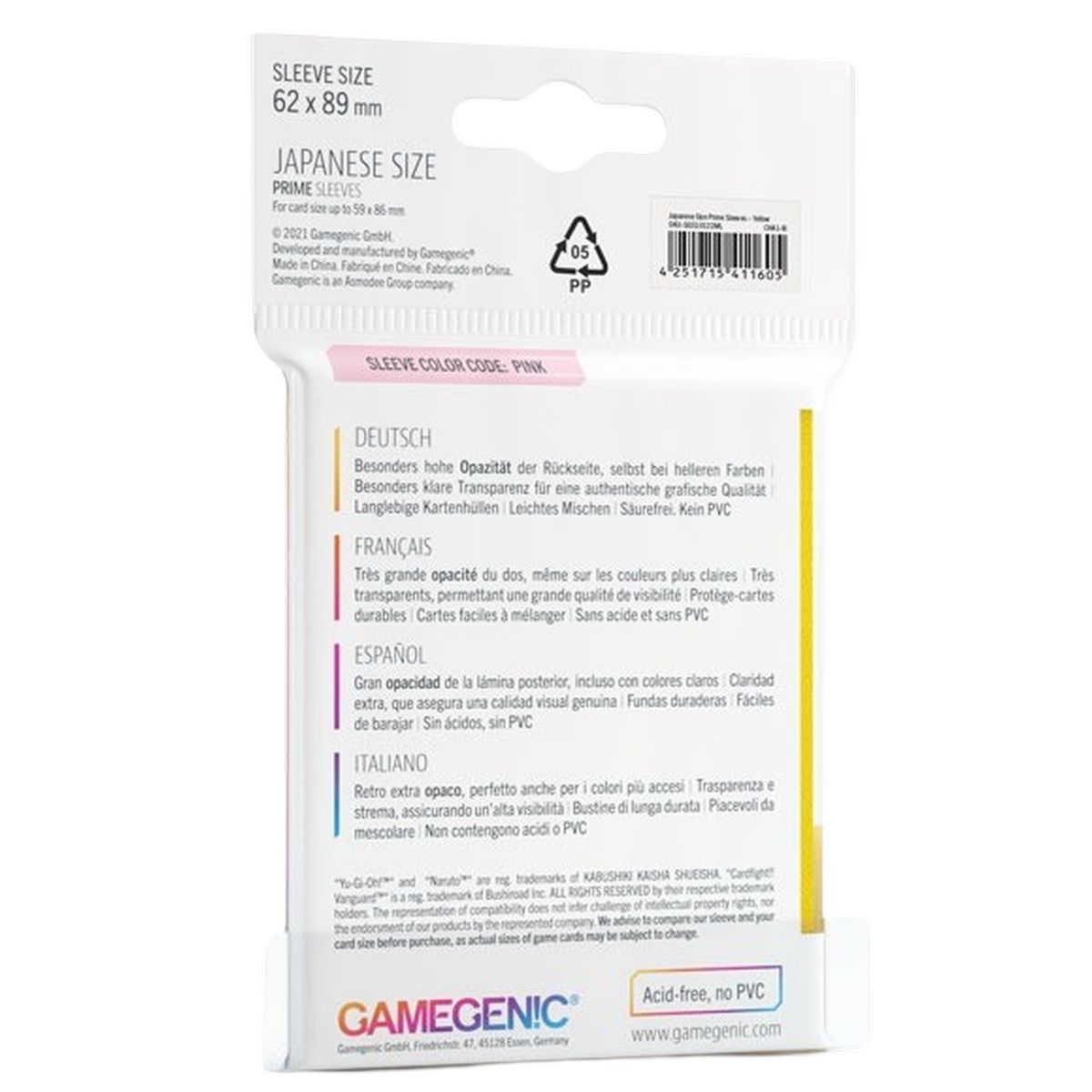 copy of Gamegenic - 100 Prime Sleeves Orange - 66x91 Standard (100)