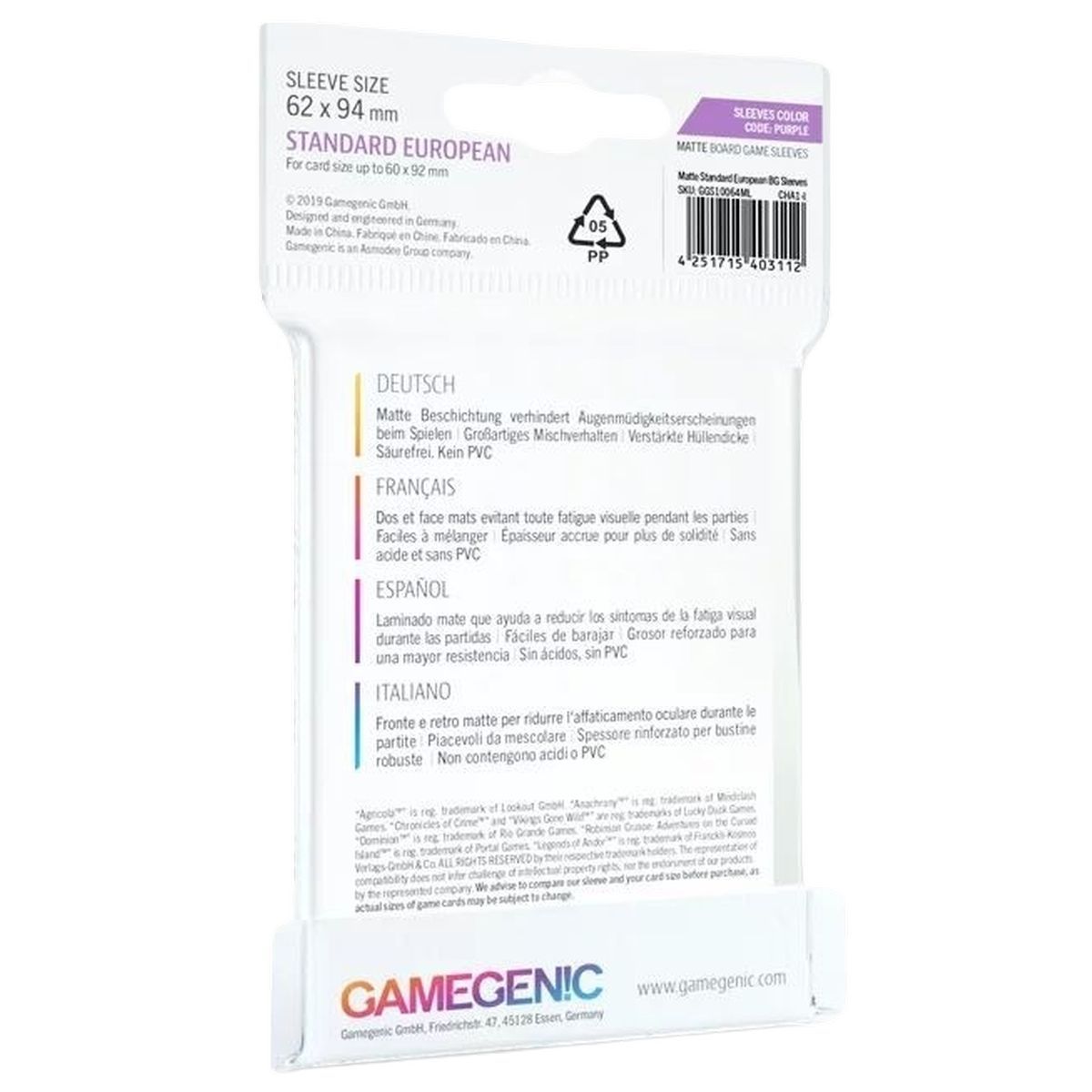 Gamegenic - Card Sleeves - Soft Sleeves - Flexible (100)