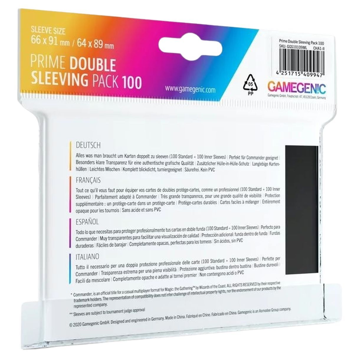 Gamegenic - Card Sleeves - Standard - Prime Double Sleeving Pack (200)