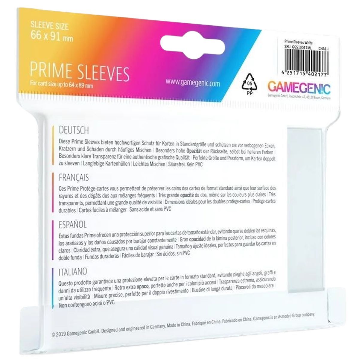 Gamegenic - Card Sleeves - Standard Size - Prime Sleeves White