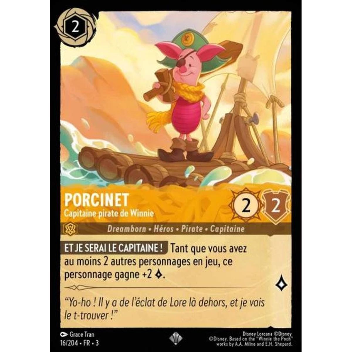 Piglet, Winnie's Pirate Captain - 16/204 - ITI - Les Terres d'Encres - Super Rare - French