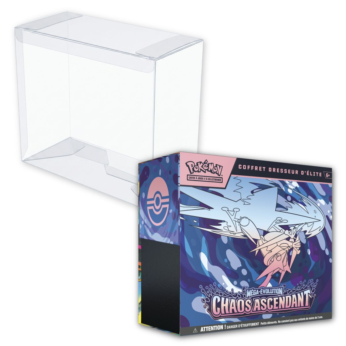 Lot - 1 ETB Mega Evolution: Chaos Rising [ME04] + 1 ETB Pokémon Semi-Rigid Plastic Sleeve