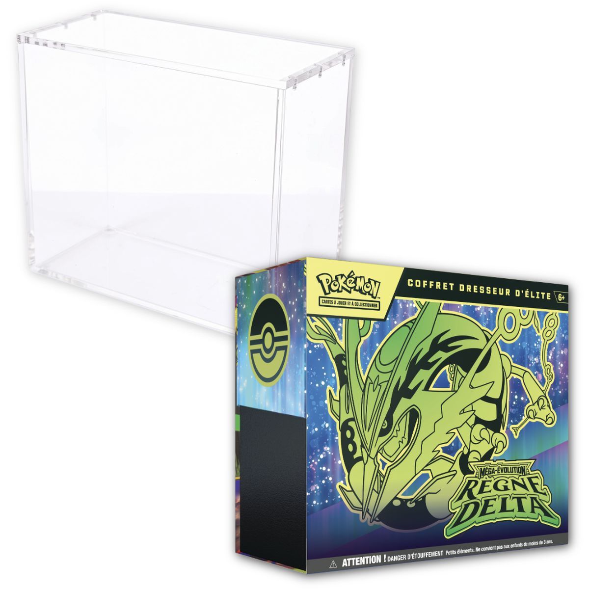 Lot - 1 ETB Mega Evolution: Delta Kingdom [ME06] + 1 ETB Phoenix Shield Plexiglass Display Case