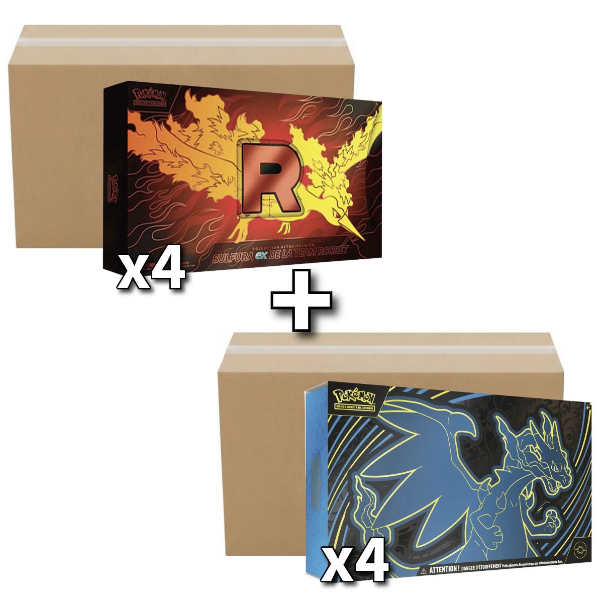 Lot 2 Sealed Cases (x8 Boxes): Ultra Premium Collections Moltres-ex & Mega Charizard X-ex - Pokémon - FR