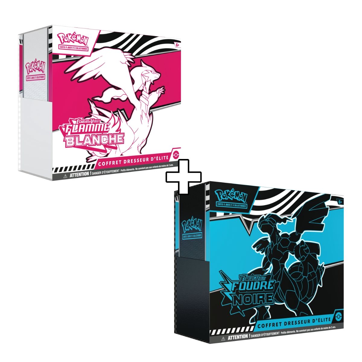 Item Set of 2 ETB Elite Trainer Boxes - Scarlet and Purple - Black Lightning & White Flame [SV10.5][EV10.5] - Pokémon - FR