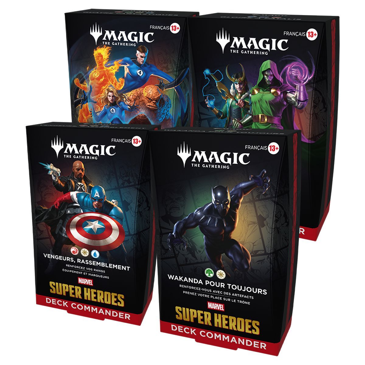 Lot of 4 Commander Decks - Marvel Super Heroes - Magic The Gathering - FR