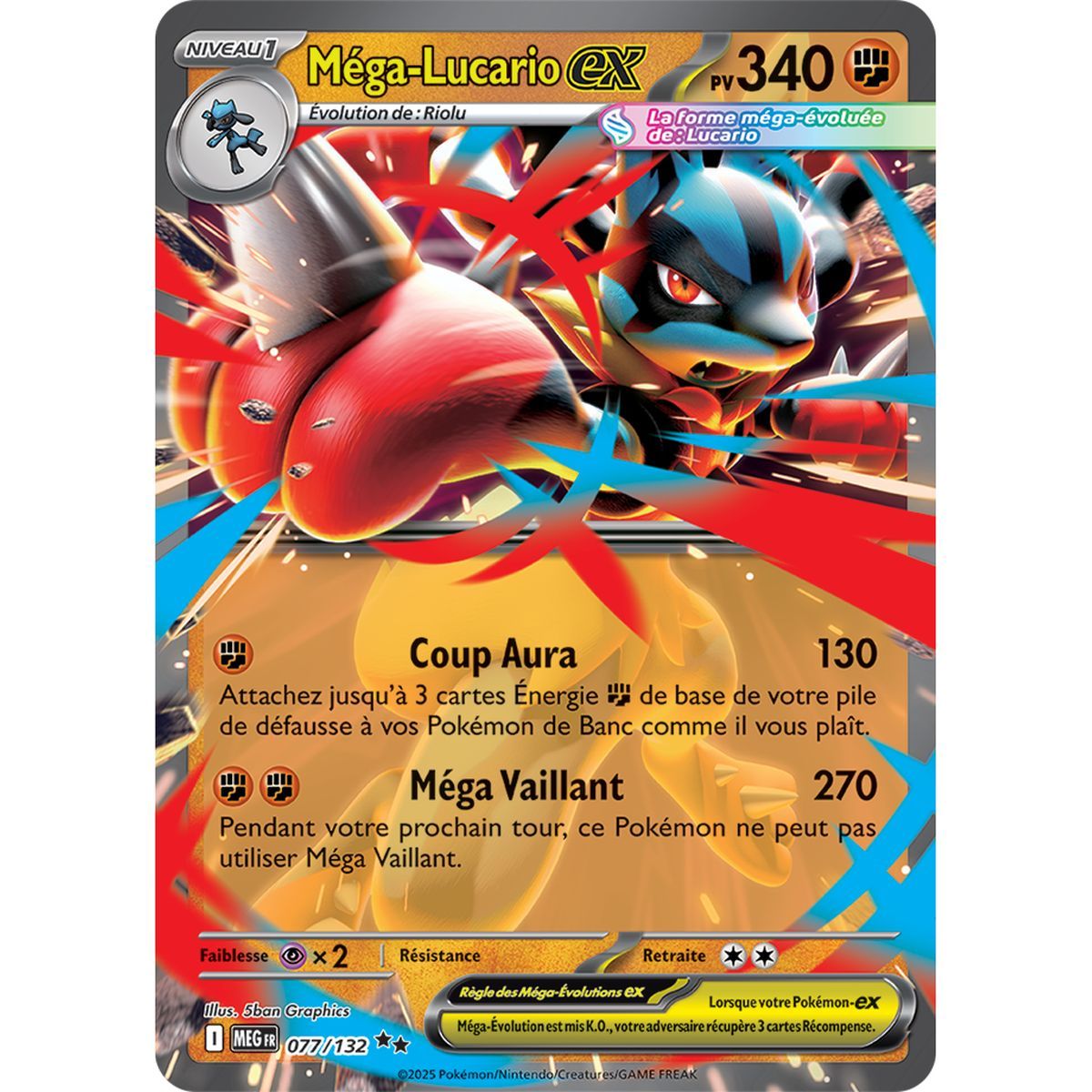 Mega Lucario-ex - Double Rare 77/132 - Mega Evolution