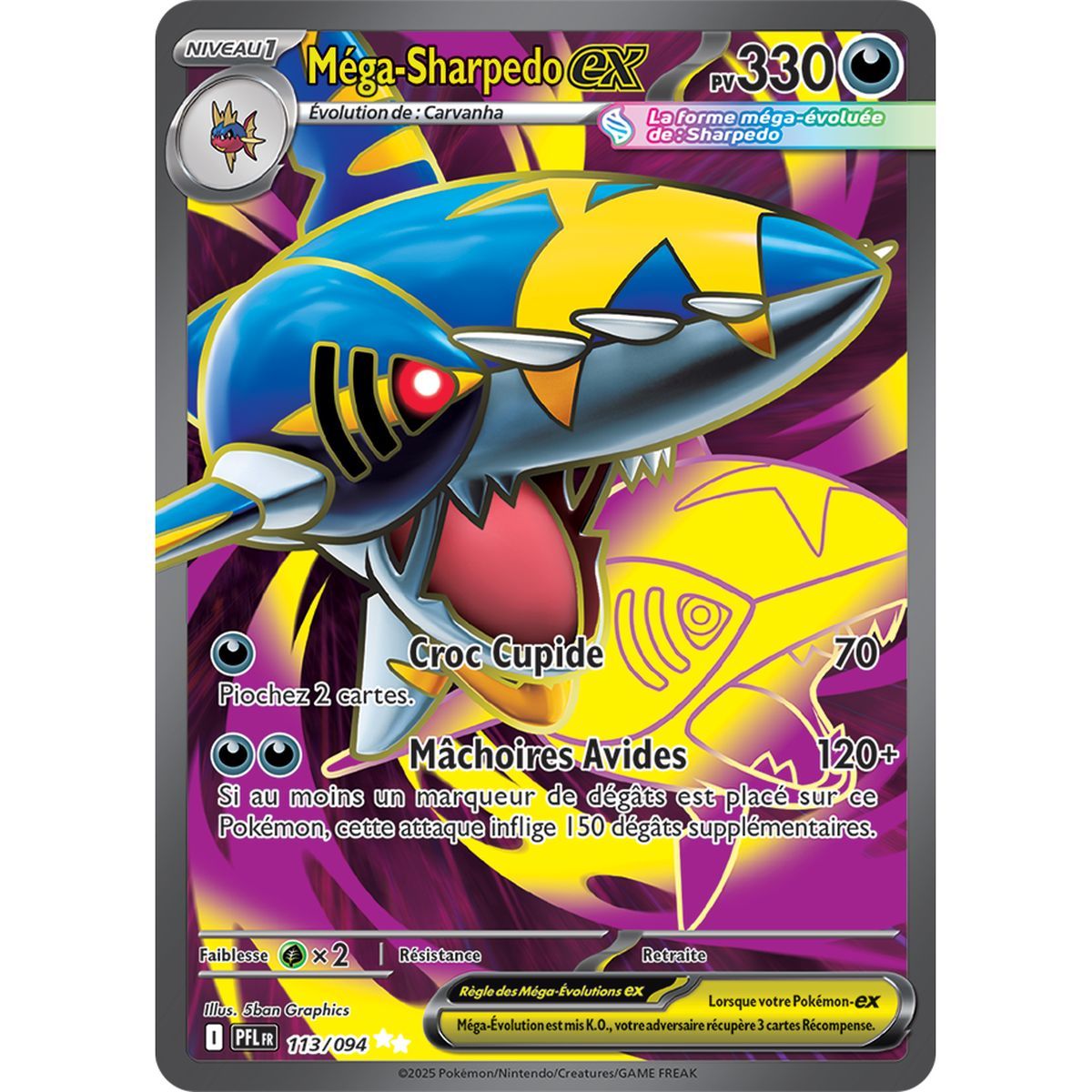 Mega Sharpedo-EX - Ultra Rare 113/94 - Mega Evolution 2 Phantasmagorical Flames