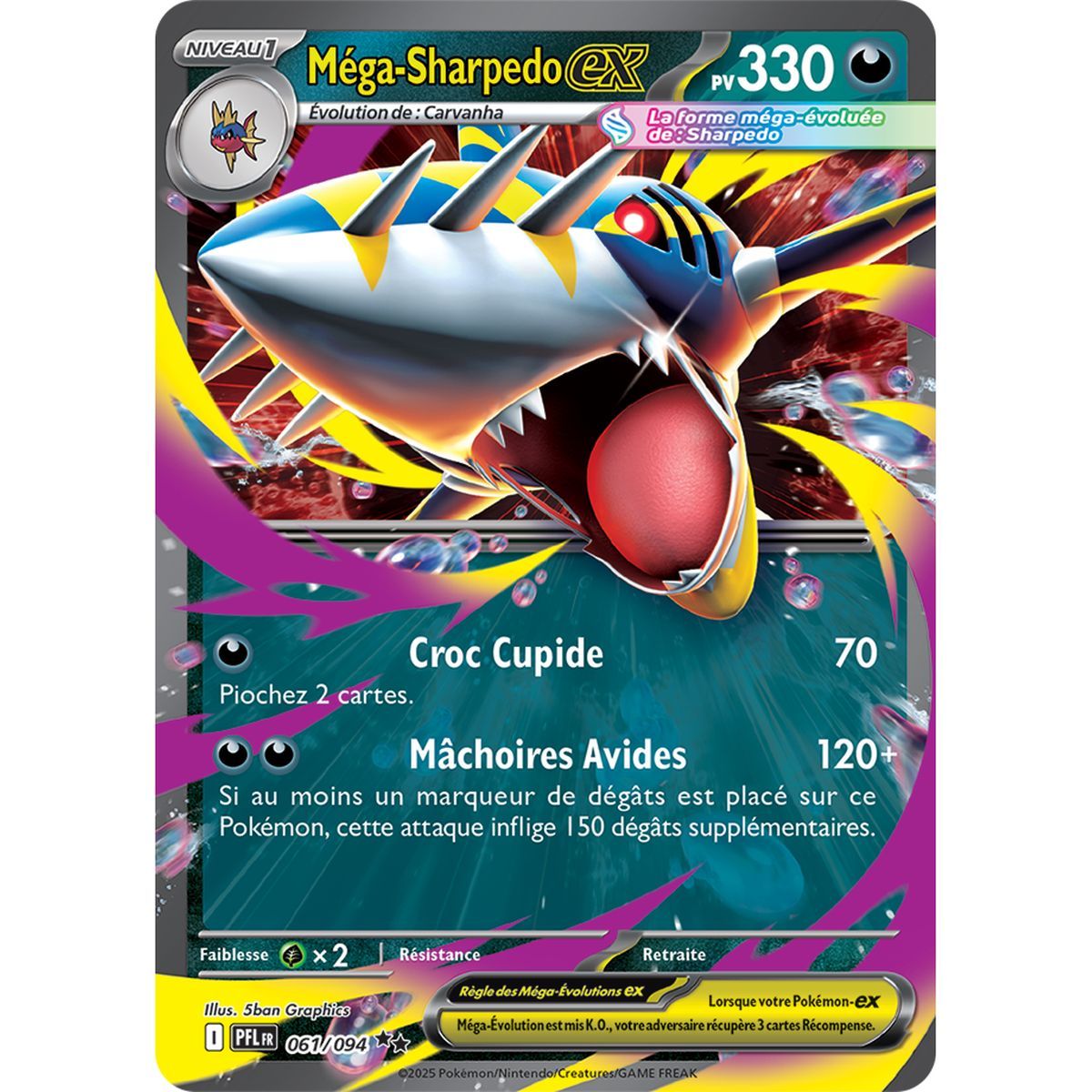 Mega Sharpedo-EX - Double Rare 61/94 - Mega Evolution 2 Phantasmagorical Flames