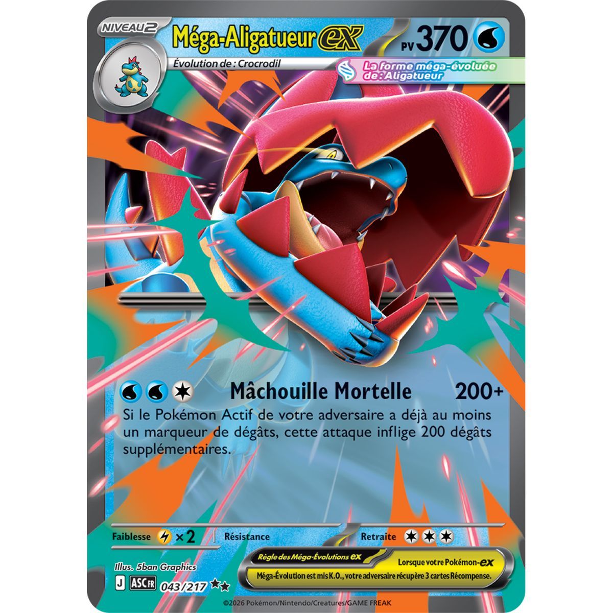 Mega Feraligatr EX - Double Rare 43/217 - ME02.5 - Pokémon - Mega Evolution Transcendent Heroes