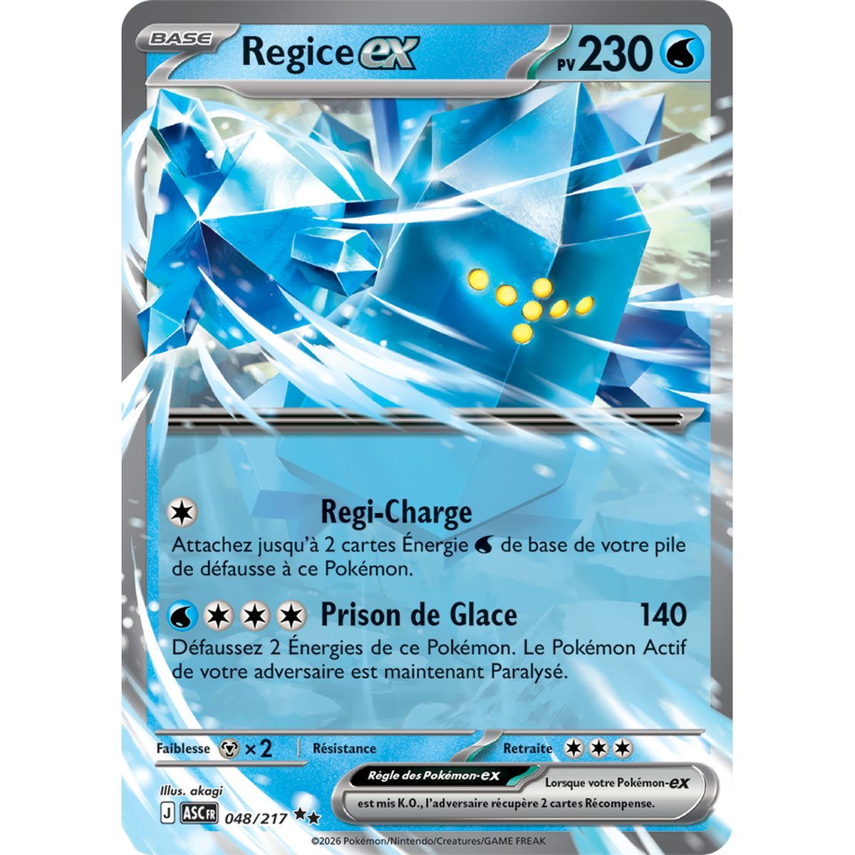 Regice EX - Double Rare 48/217 - ME02.5 - Pokémon - Mega Evolution Transcendent Heroes