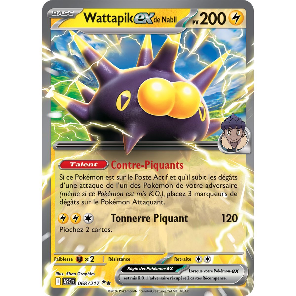 Wattapik EX of Nabil - Double Rare 68/217 - ME02.5 - Pokémon - Mega Evolution Transcendent Heroes
