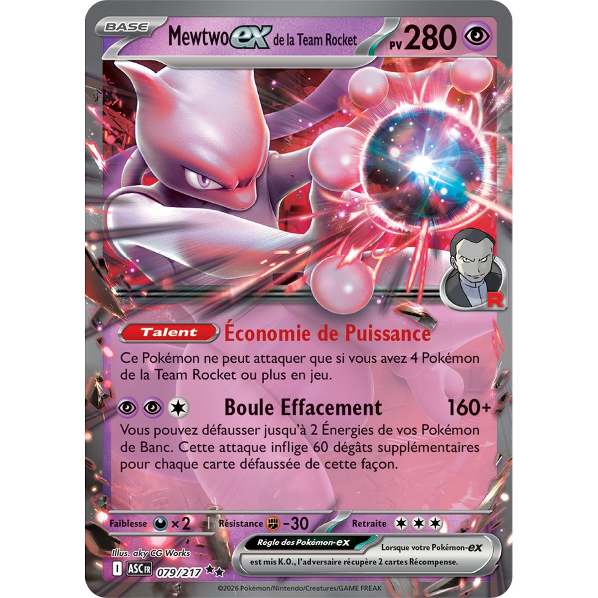 Mewtwo EX of Team Rocket - Double Rare 79/217 - ME02.5 - Pokémon - Mega Evolution Transcendent Heroes
