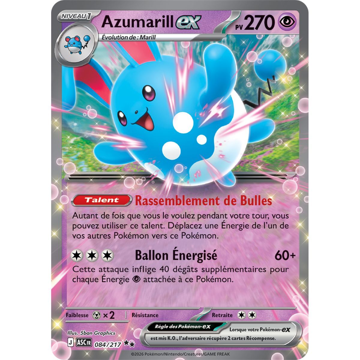 Azumarill EX - Double Rare 84/217 - ME02.5 - Pokémon - Mega Evolution Transcendent Heroes