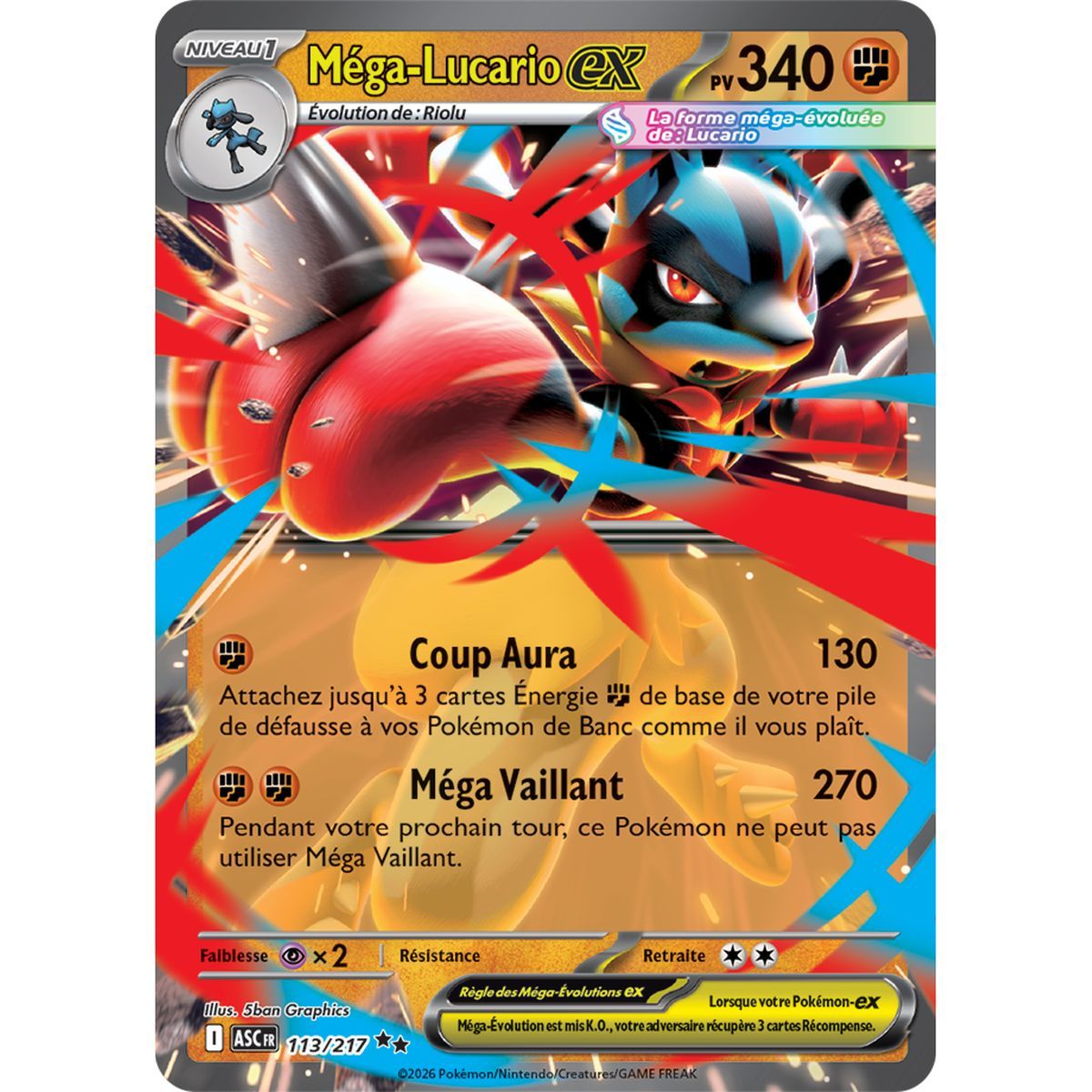 Mega Lucario EX - Double Rare 113/217 - ME02.5 - Pokémon - Mega Evolution Transcendent Heroes