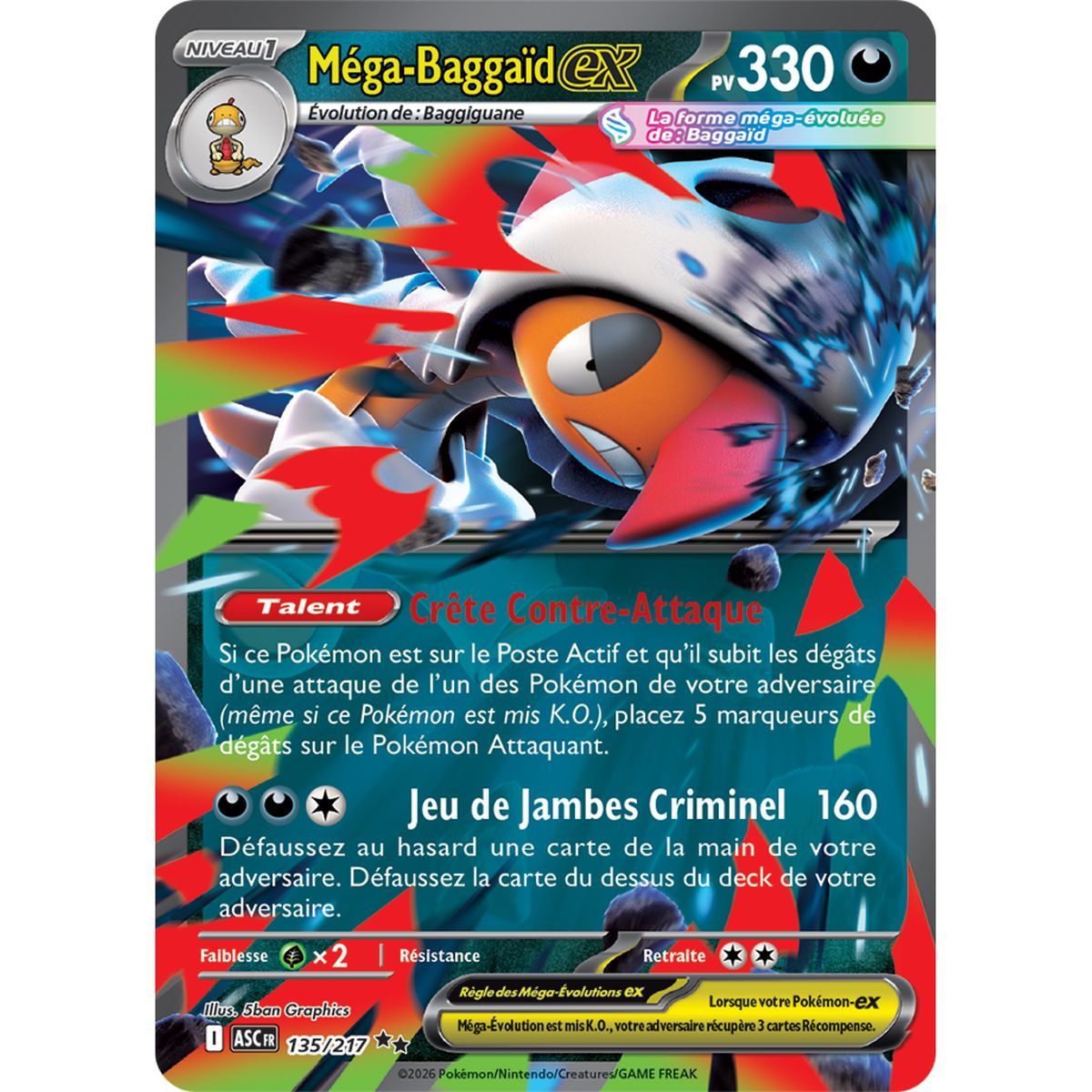 Mega Scraggy EX - Double Rare 135/217 - ME02.5 - Pokémon - Mega Evolution Transcendent Heroes