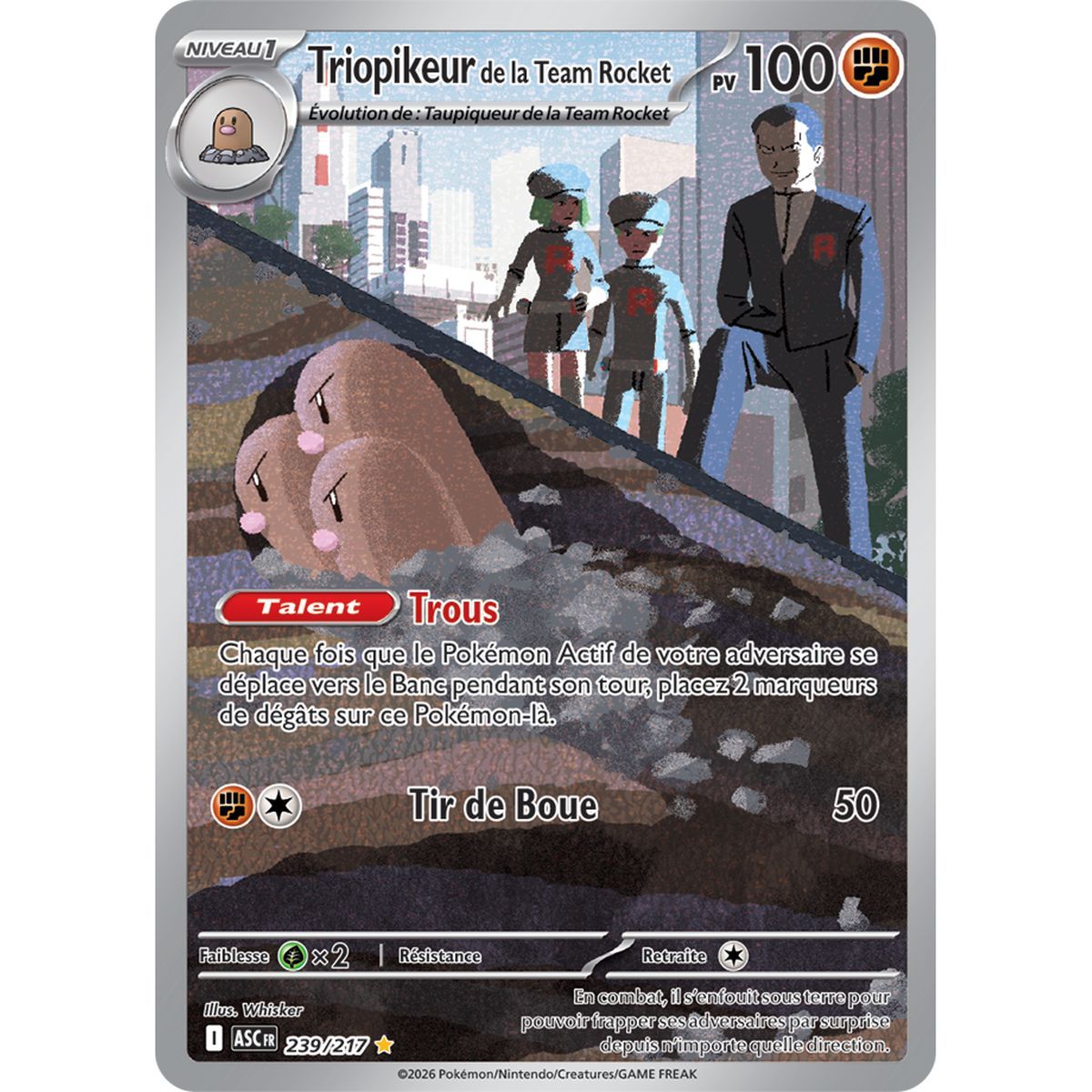 Team Rocket Dugtrio - Rare Illustration 239/217 - ME02.5 - Pokémon - Mega Evolution Transcendent Heroes
