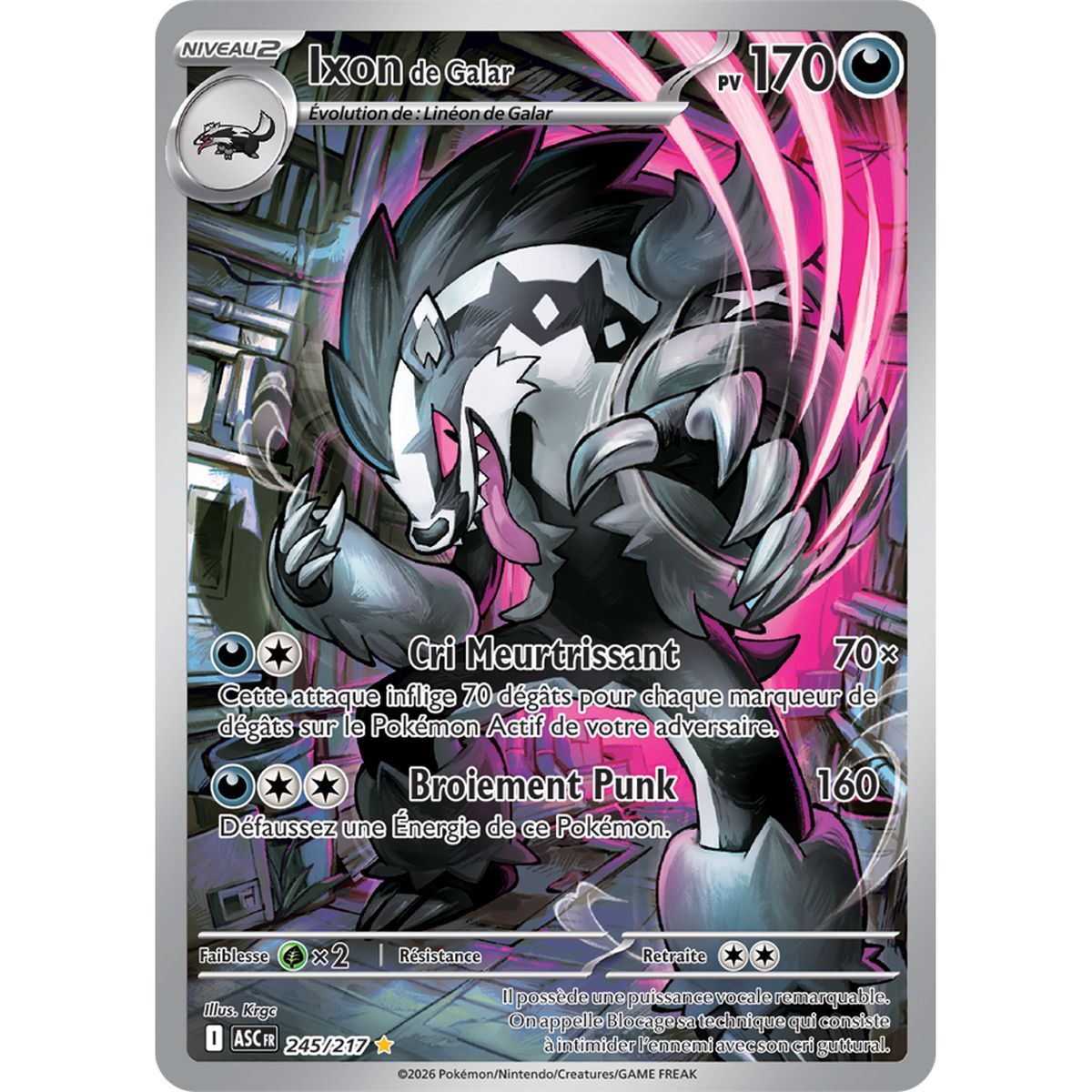 Galarian Obstagoon - Rare Illustration 245/217 - ME02.5 - Pokémon - Mega Evolution Transcendent Heroes