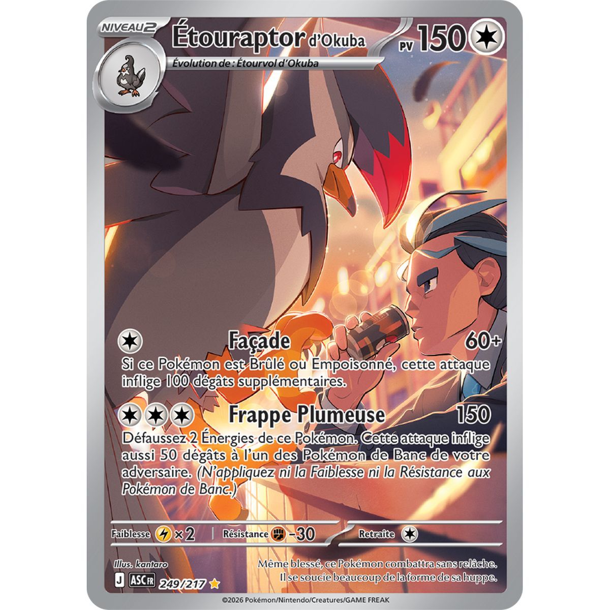 Okuba Staraptor - Rare Illustration 249/217 - ME02.5 - Pokémon - Mega Evolution Transcendent Heroes