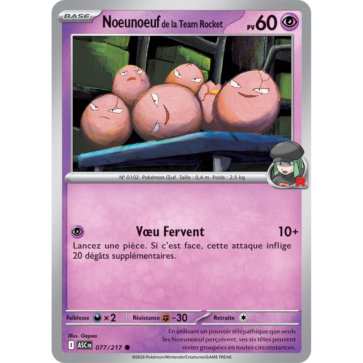 Team Rocket's Exeggcute - Reverse Rocket 77/217 - ME02.5 - Pokémon - Mega Evolution Transcendent Heroes