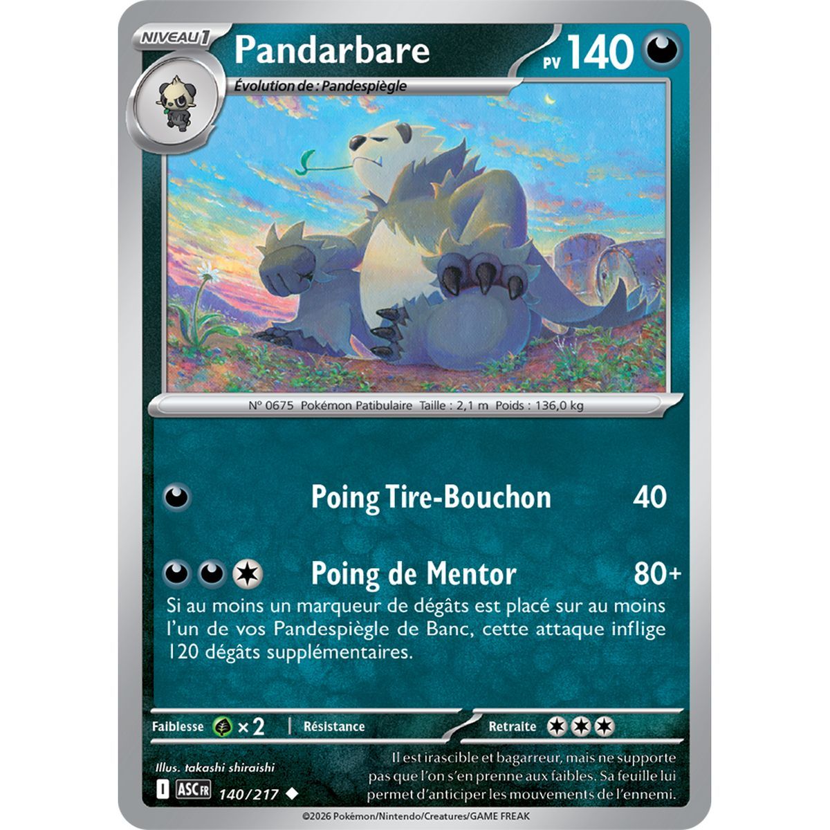 Pandarbare - Uncommon 140/217 - ME02.5 - Pokémon - Mega Evolution Transcendent Heroes