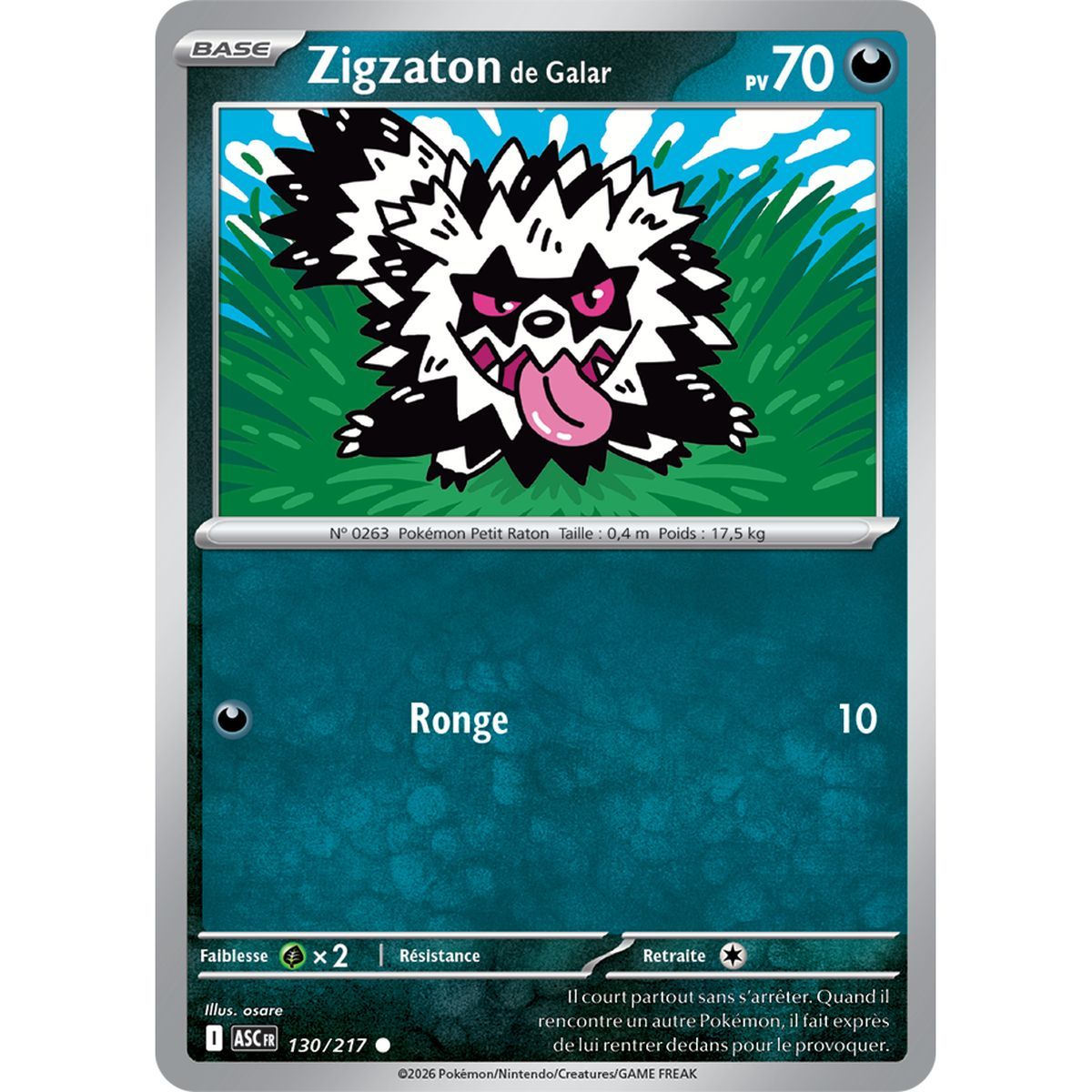 Galarian Zigzagoon - Common 130/217 - ME02.5 - Pokémon - Mega Evolution Transcendent Heroes