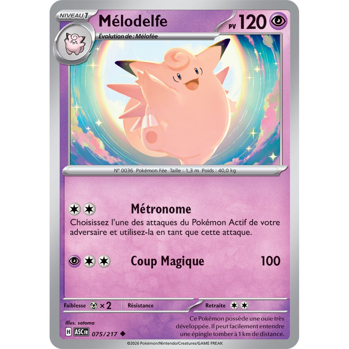 Clefable - Reverse 75/217 - ME02.5 - Pokémon - Mega Evolution Transcendent Heroes