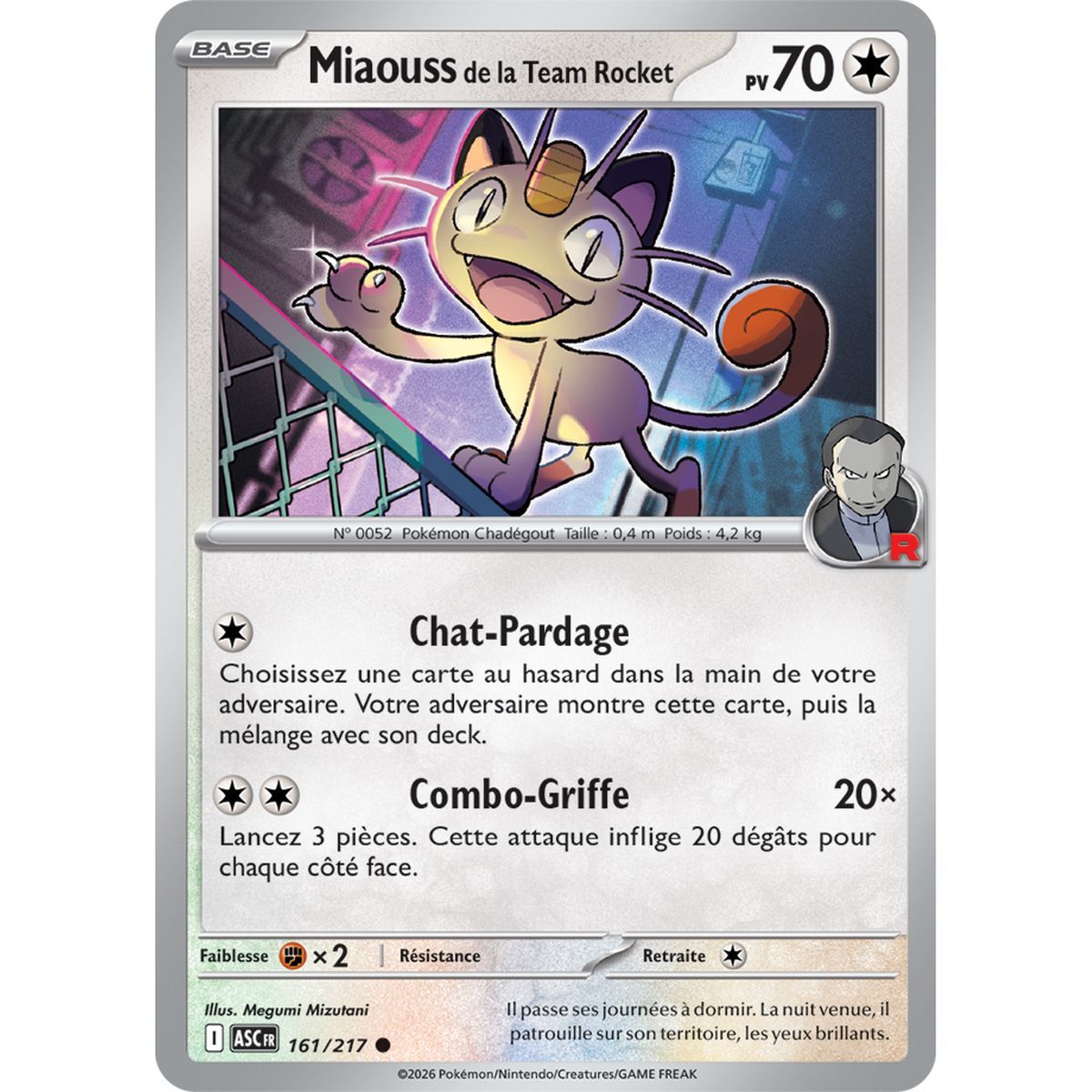 Meowth of Team Rocket - Reverse 161/217 - ME02.5 - Pokémon - Mega Evolution Transcendent Heroes