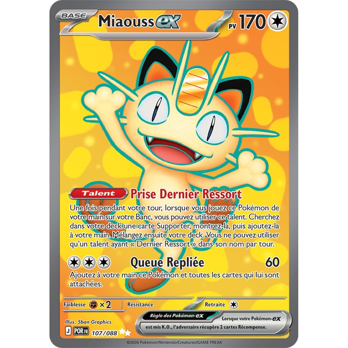 Meowth EX - Ultra Rare 107/88 - ME03 - Pokémon - Perfect Balance Mega Evolution