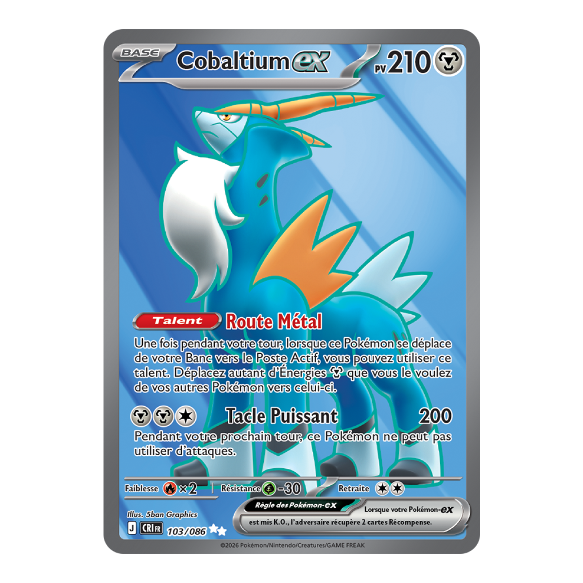 Cobaltium-ex - Ultra Rare 103/86 - ME04 - Pokémon - Mega Evolution Chaos Rising