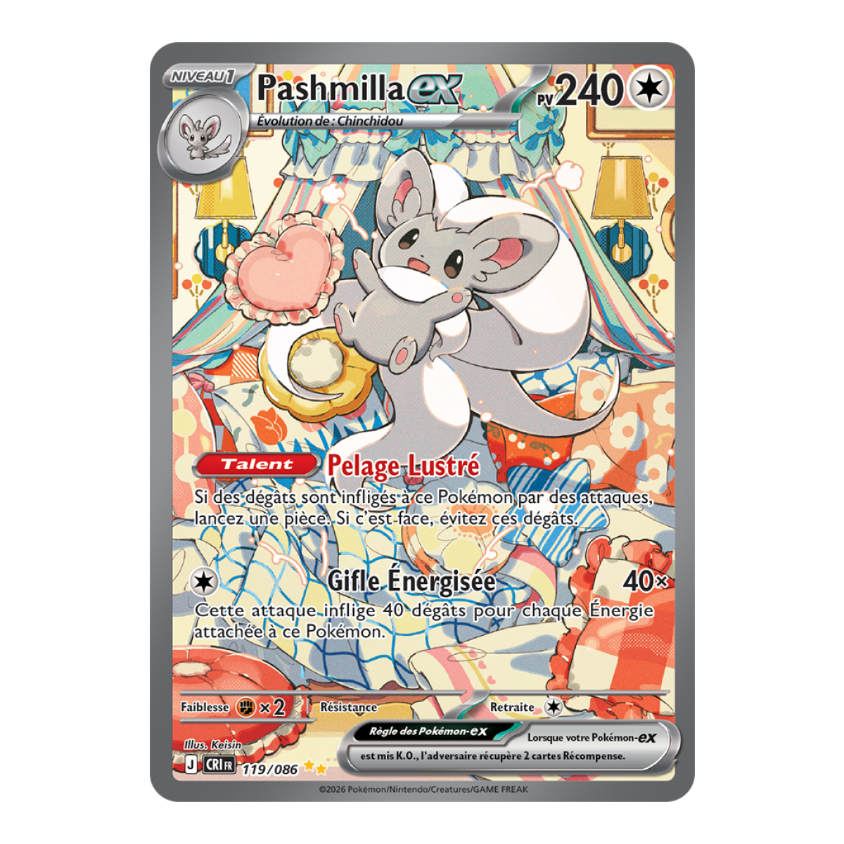 Pashmilla-ex - Special Illustration Rare 119/86 - ME04 - Pokémon - Mega Evolution Chaos Rising