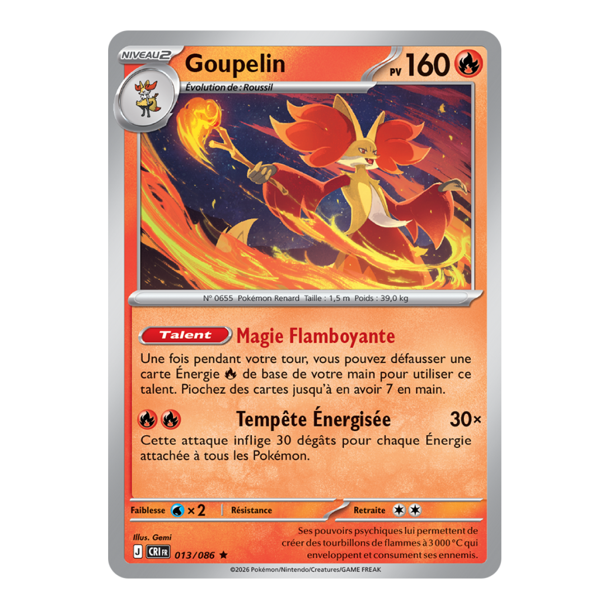 Delphox - Holo Rare 13/86 - ME04 - Pokémon - Mega Evolution Chaos Rising