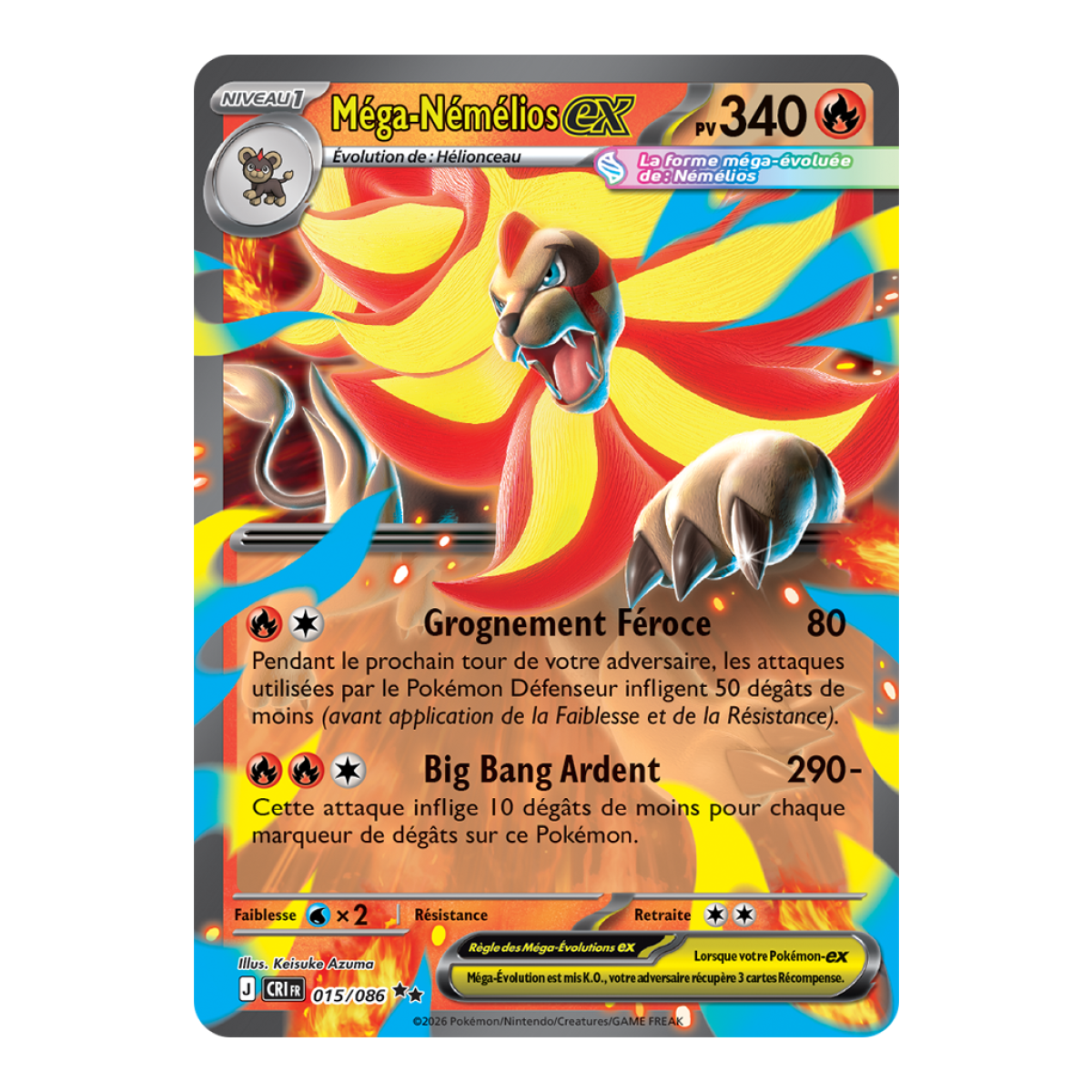 Mega Pyroar-ex - Double Rare 15/86 - ME04 - Pokémon - Mega Evolution Chaos Rising