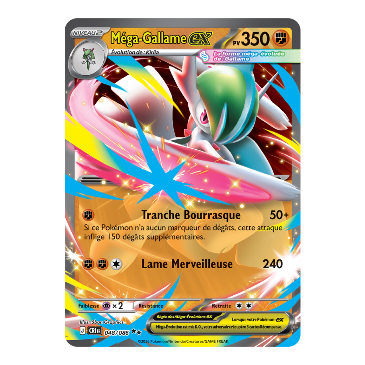 Mega Gallade-ex - Double Rare 48/86 - ME04 - Pokémon - Mega Evolution Chaos Rising