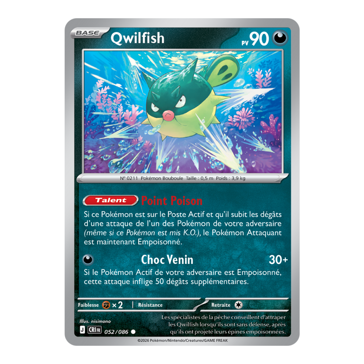Qwilfish - Common 52/86 - ME04 - Pokémon - Mega Evolution Chaos Rising