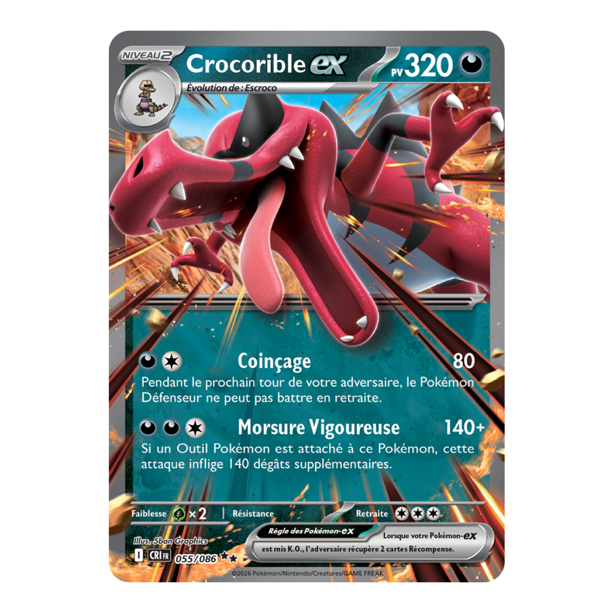 Krookodile-ex - Double Rare 55/86 - ME04 - Pokémon - Mega Evolution Chaos Rising