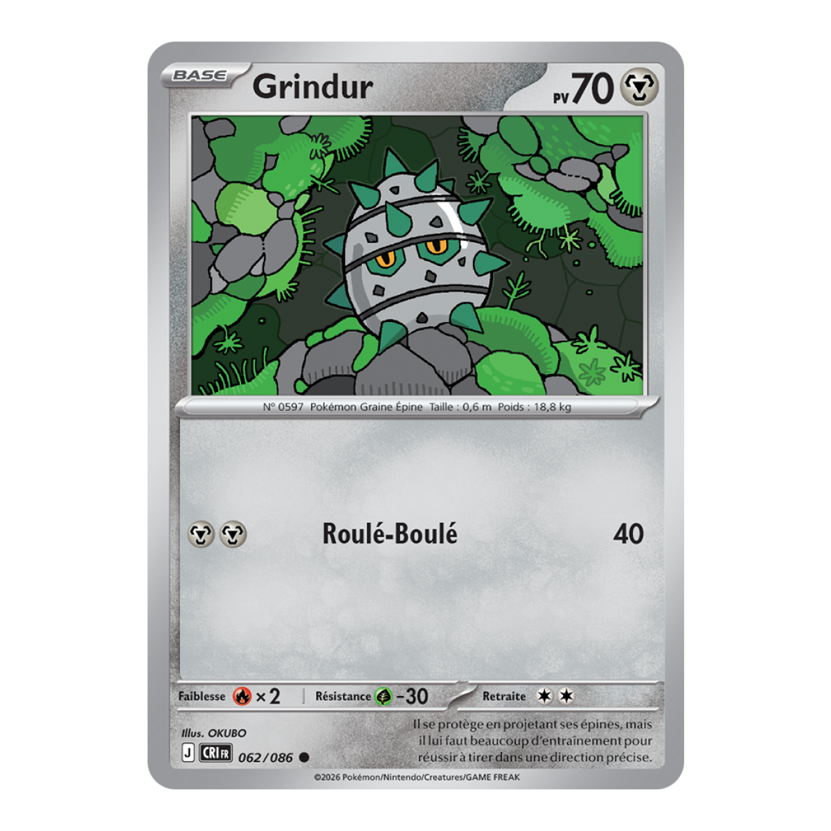 Grindur - Common 62/86 - ME04 - Pokémon - Mega Evolution Chaos Rising
